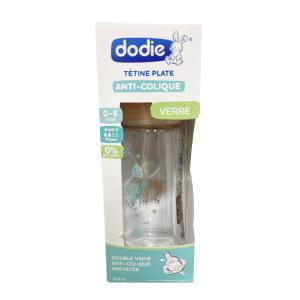 Biberon Verre Dodie 270 ml Tétine Plate Anti-Colique Débit Moyen – 0 à 6 mois